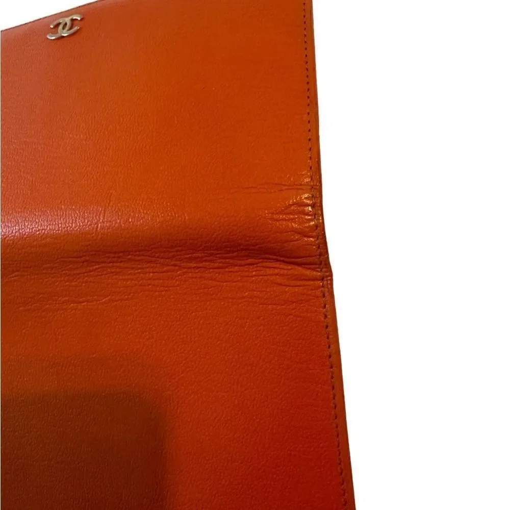 Chanel orange leather wallet